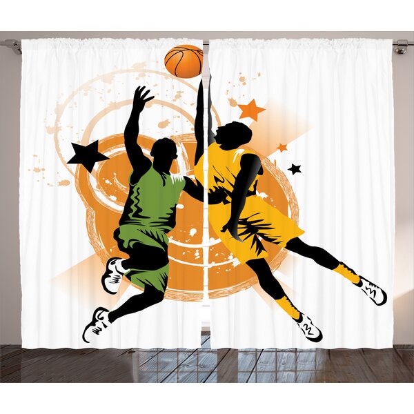 East Urban Home Basketball Semi Sheer Rod Pocket Curtain Panels Wayfair   Basketball Semi Sheer Rod Pocket Curtain Panels 